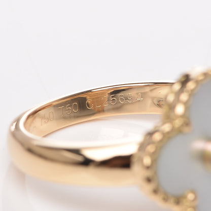 Van Cleef & Arpels 18K Yellow Gold Diamond Mother of Pearl Vintage Alhambra Ring 50 5.25 5 of 6