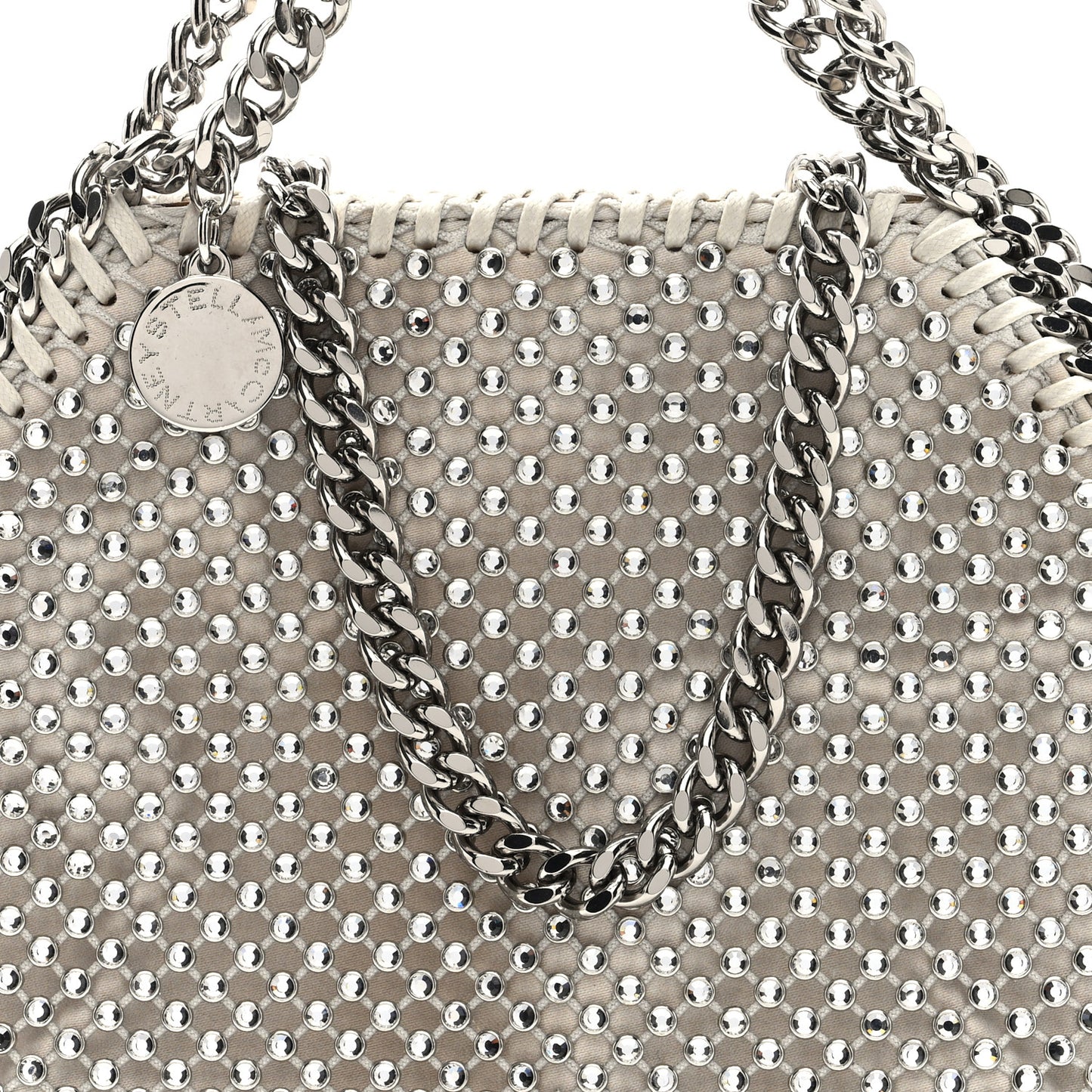 Crystal Mesh Tiny Falabella Crossbody Bag Oyster
