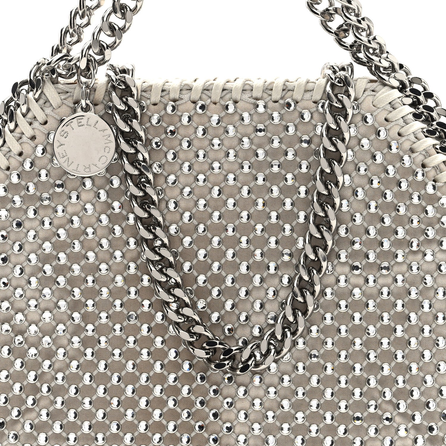 Stella McCartney Crystal Mesh Tiny Falabella Crossbody Bag Oyster 9 of 9