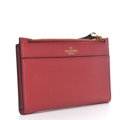 Valentino Garavani Grained Calfskin VLogo Coin Case Card Holder Rouge Pur 3 of 7