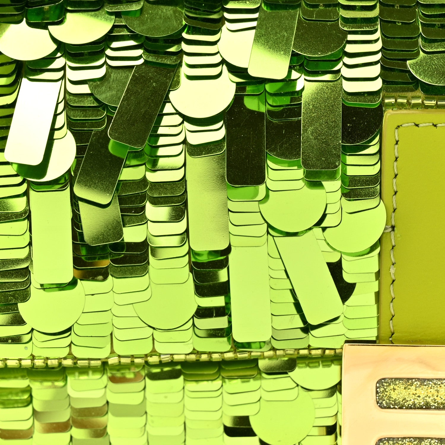 Fendi Sequin Paillettes Vitello Grace Sex and the City Baguette Wasabi 7 of 9