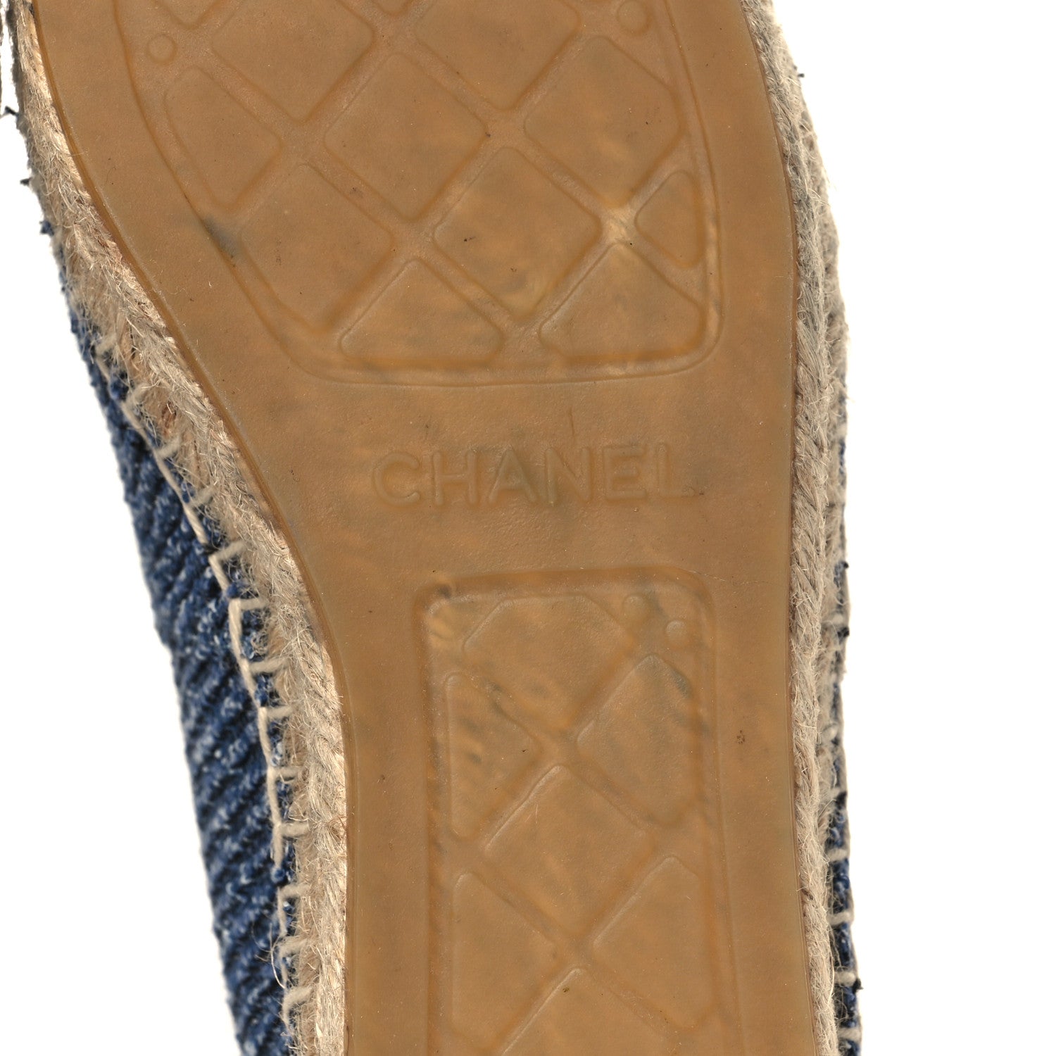 Chanel Cotton Tweed CC Espadrilles 36 Blue Ecru Black 6 of 9