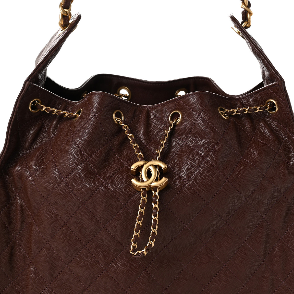 Caviar Quilted Medium Chanel 25 Handbag Dark Brown