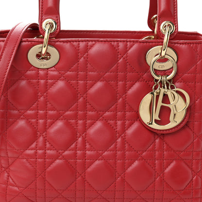 Christian Dior Lambskin Cannage Medium Lady Dior Red 8 of 10