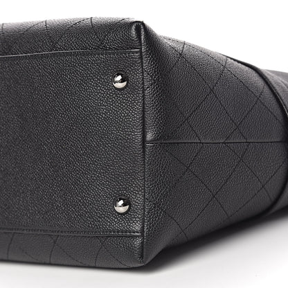Chanel Crumpled Grained Calfskin Zip and Carry Shopping Tote Black 9 of 11