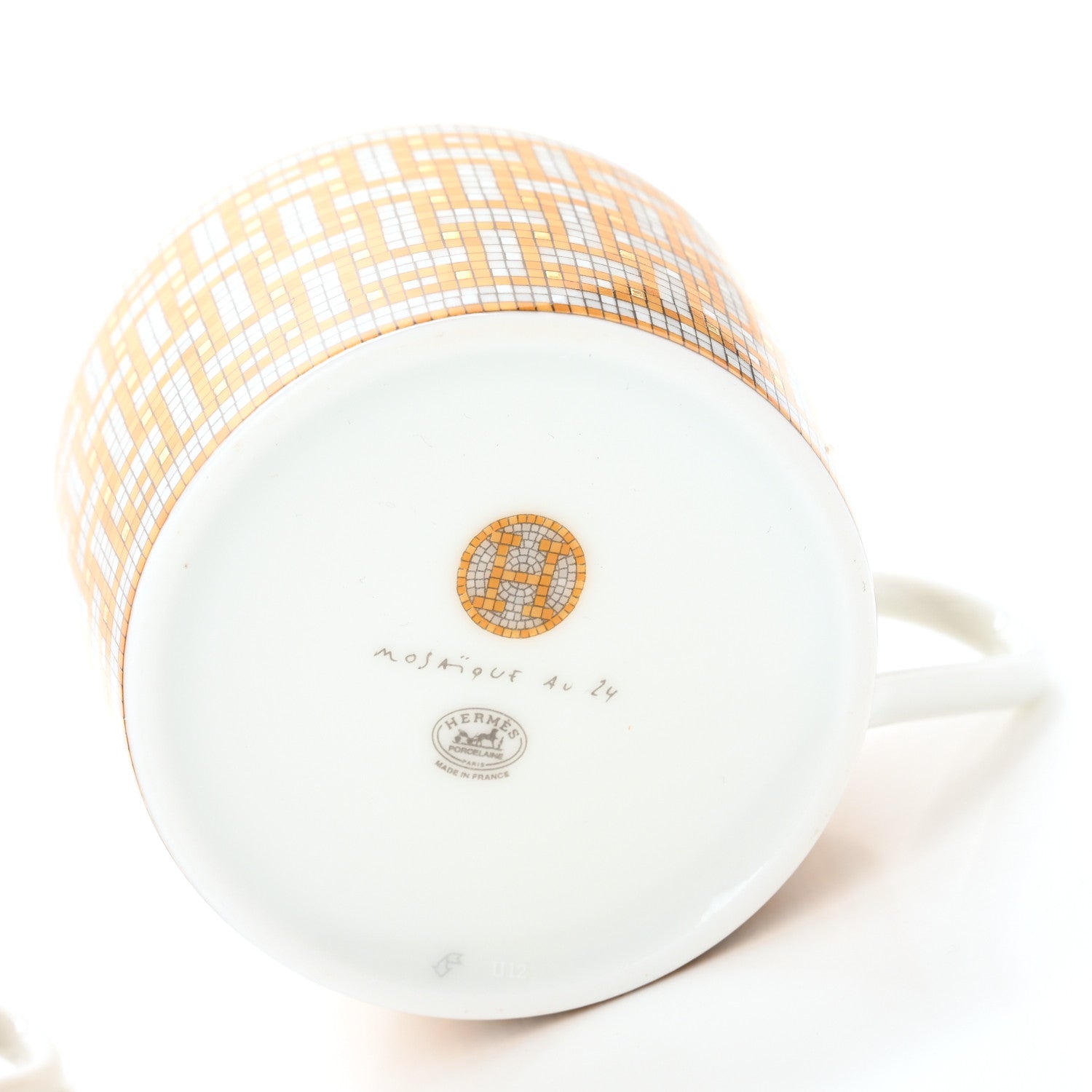 Hermes Porcelain Mosaique Au 24 Gold Tea Cup And Saucer Set Of 2 5 of 11