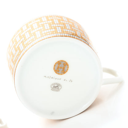 Hermes Porcelain Mosaique Au 24 Gold Tea Cup And Saucer Set Of 2 5 of 11