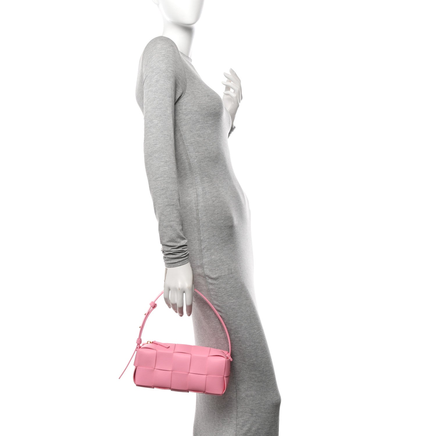 Bottega Veneta Lambskin Maxi Intrecciato Small Brick Cassette Bag Pink Ribbon 2 of 9