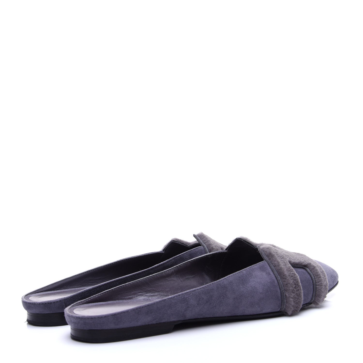 Hermes Suede Goatskin Fur Roxane Mules 38.5 3 of 13