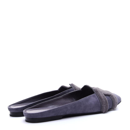 Hermes Suede Goatskin Fur Roxane Mules 38.5 3 of 13