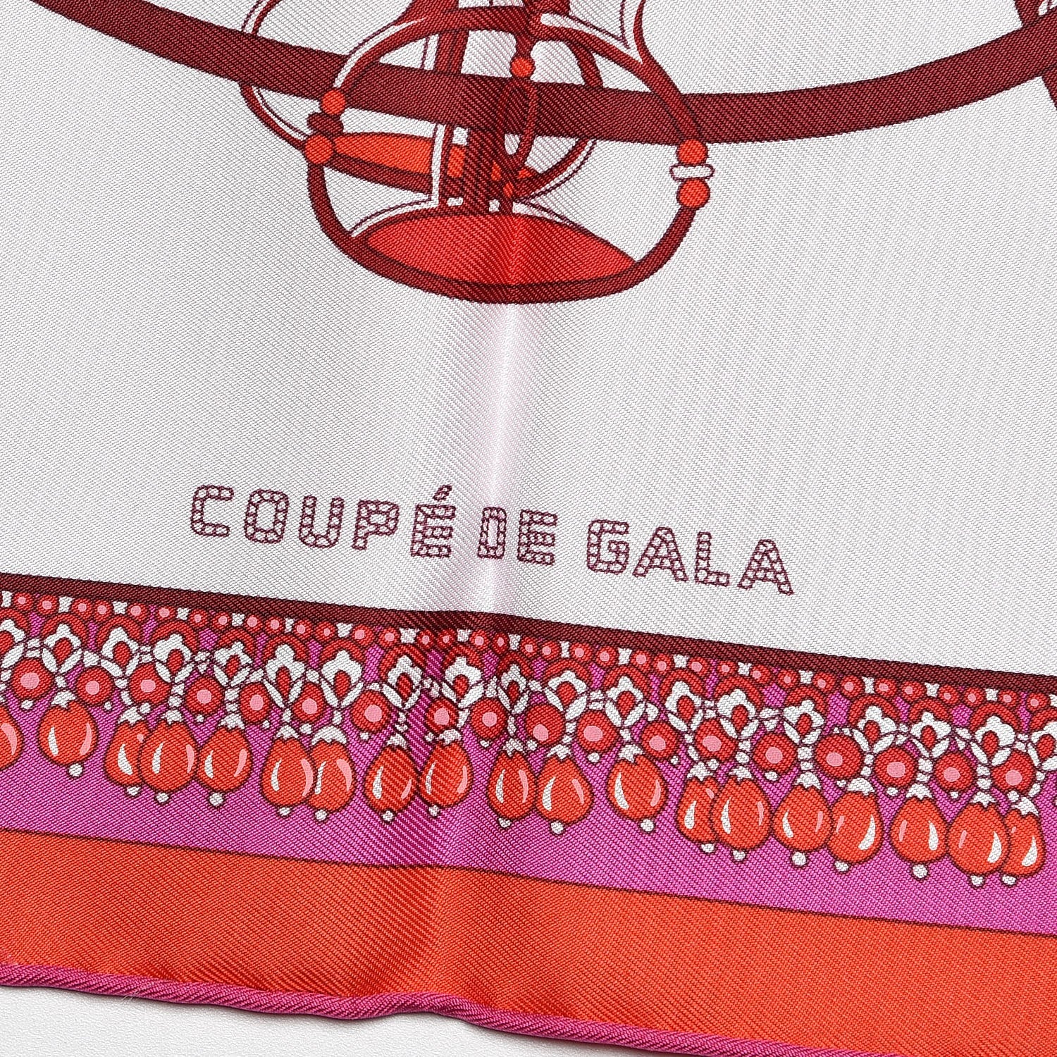 Hermes Silk Coupe De Gala Pocket Square Rose Pale Rouge Fuchsia 6 of 6
