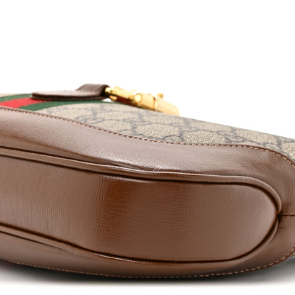 Gucci GG Supreme Monogram Azalea Calfskin Web Small Jackie 1961 Hobo Beige Ebony Brown Sugar 9 of 10