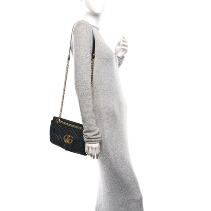 Gucci Calfskin Matelasse Small GG Marmont Shoulder Bag Black 2 of 10
