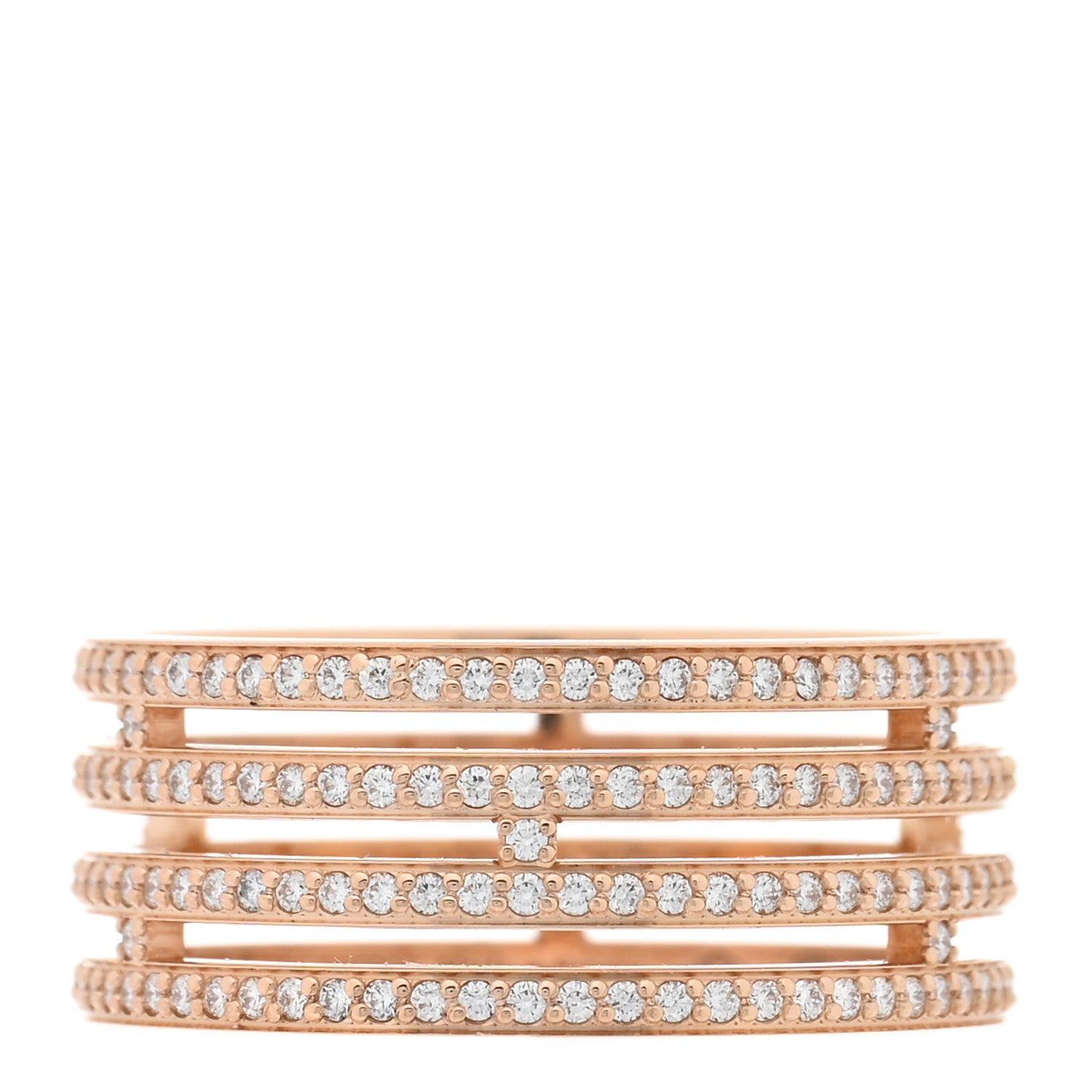 Hermes 18K Rose Gold Diamond GM Ariane Wedding Band Ring 56 7.5 1 of 5
