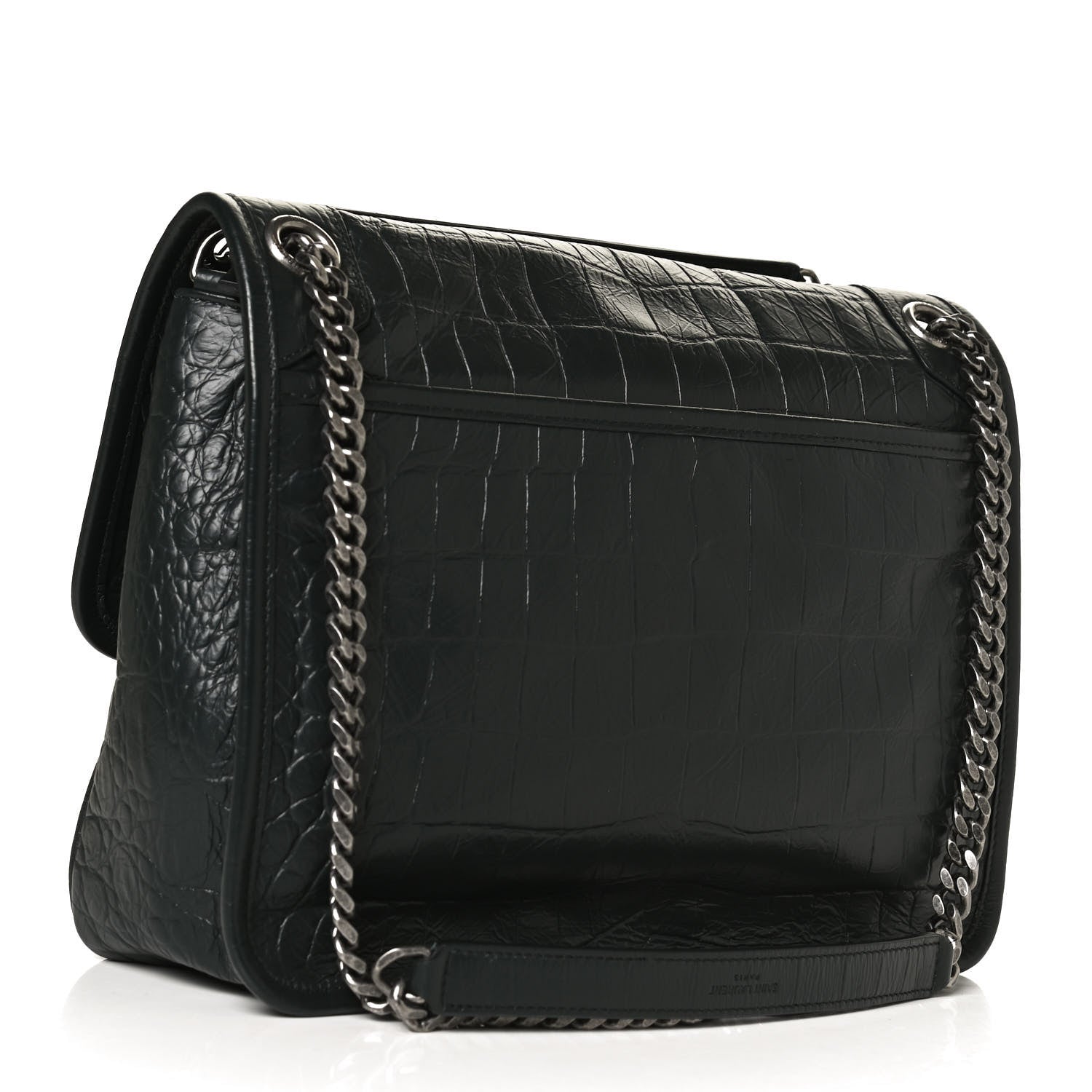 Saint Laurent Lambskin Crocodile Embossed Monogram Medium Niki Chain Satchel Algea 3 of 11