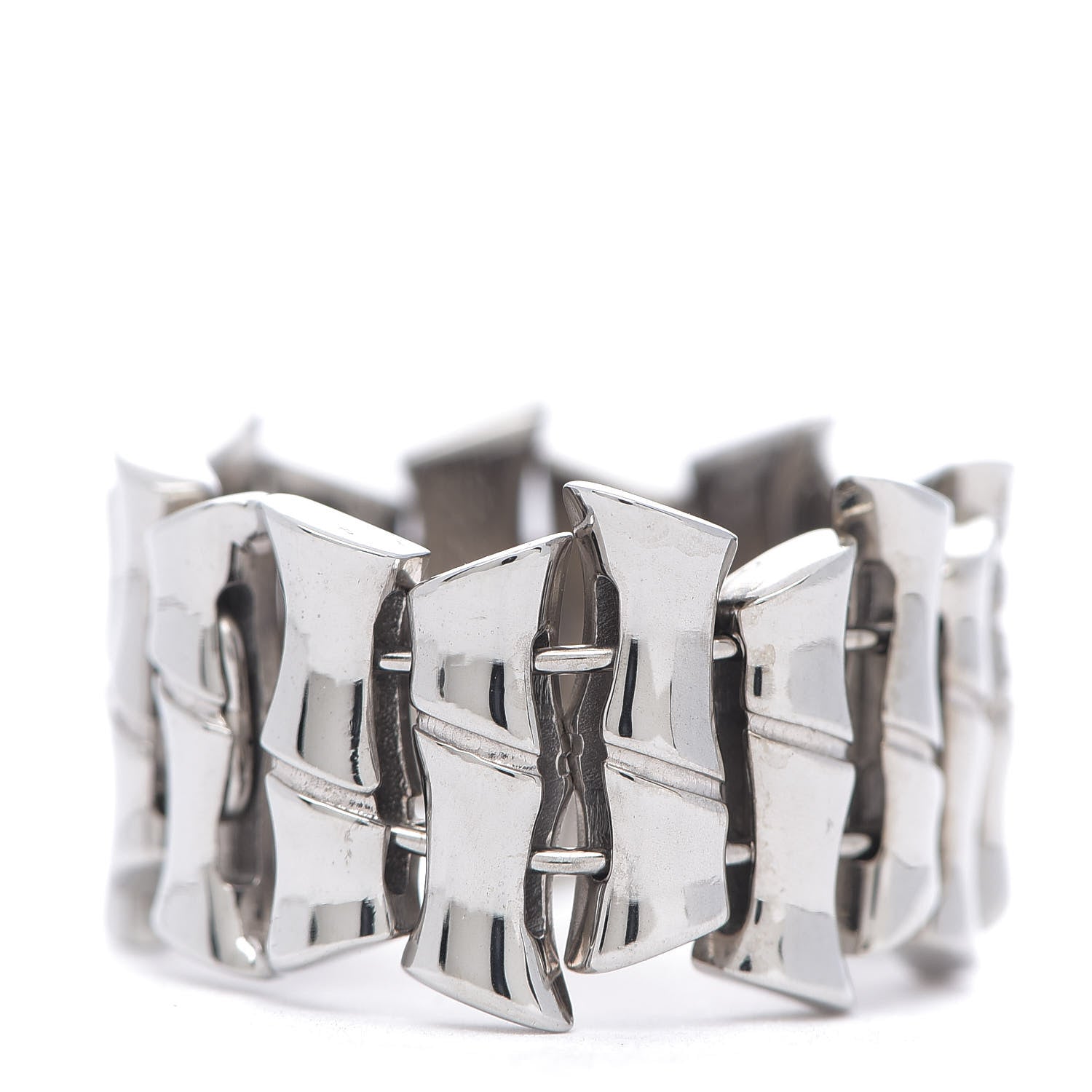 Gucci 18K White Gold Diamond Bamboo Band Ring 54 6.75 3 of 5