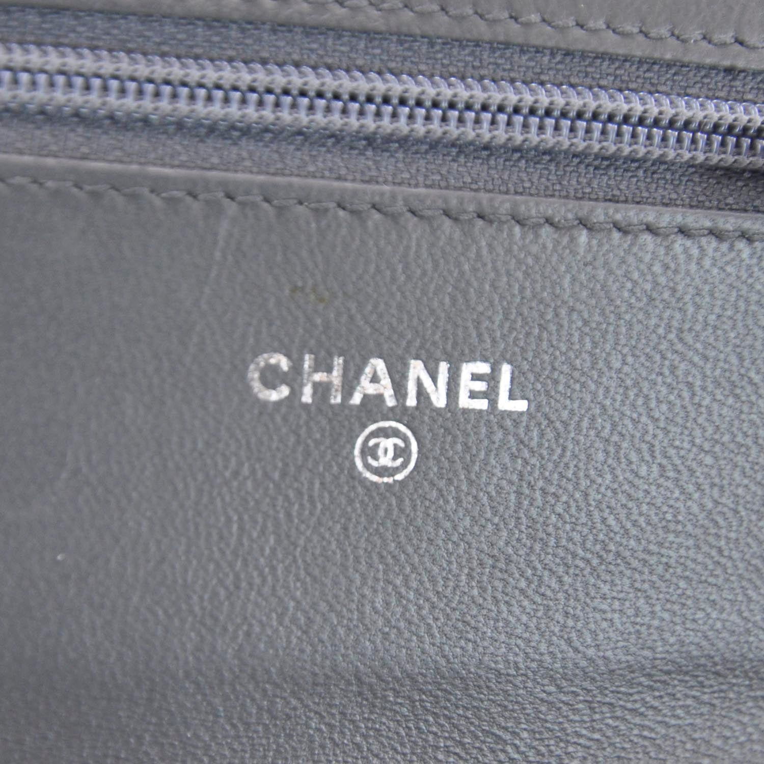 Chanel Lambskin Quilted Boy Wallet On Chain Grey 8 of 10