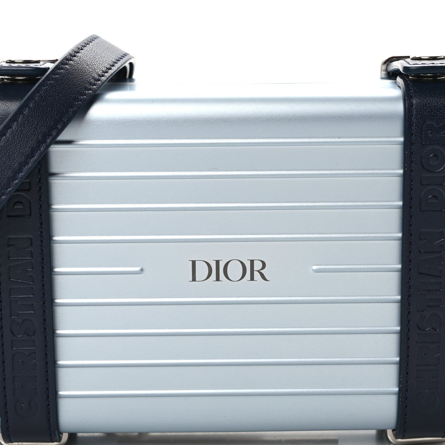 X RIMOWA Aluminum Personal Clutch On Strap Bleu