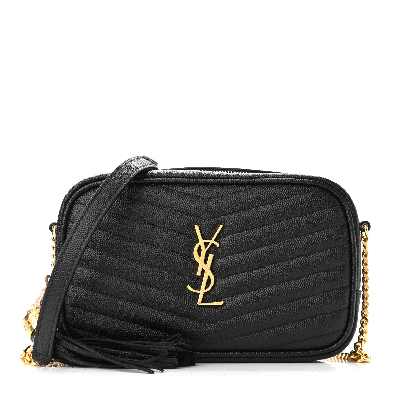 Saint Laurent Grain De Poudre Matelasse Monogram Mini Lou Camera Bag Black 1 of 9