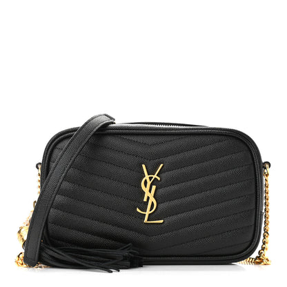 Saint Laurent Grain De Poudre Matelasse Monogram Mini Lou Camera Bag Black 1 of 9