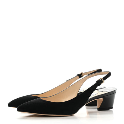 Jimmy Choo Suede Patent Slingback Gemma Pumps 37 Black 3 of 9