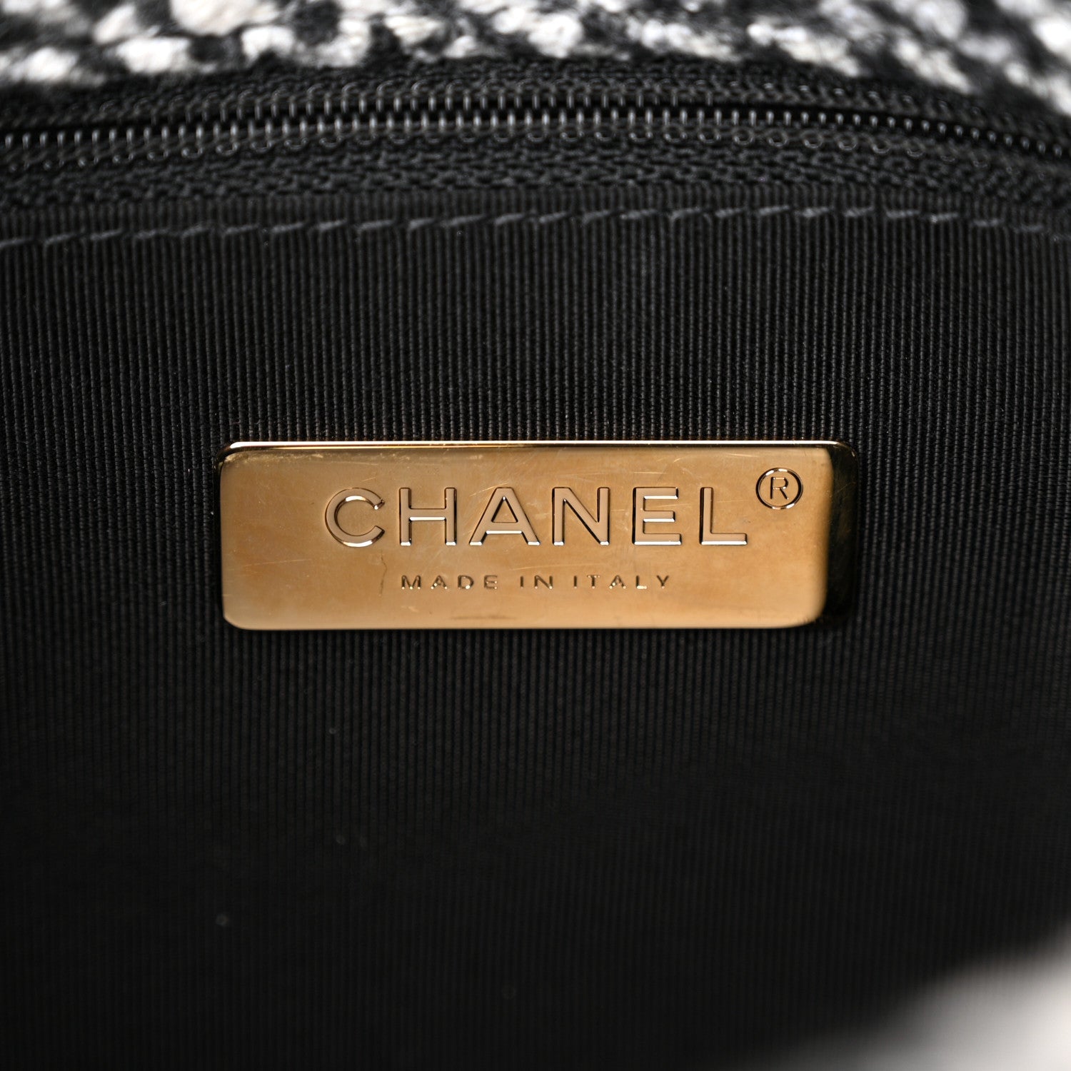 Chanel Tweed Quilted Medium Chanel 19 Flap Black White 7 of 13