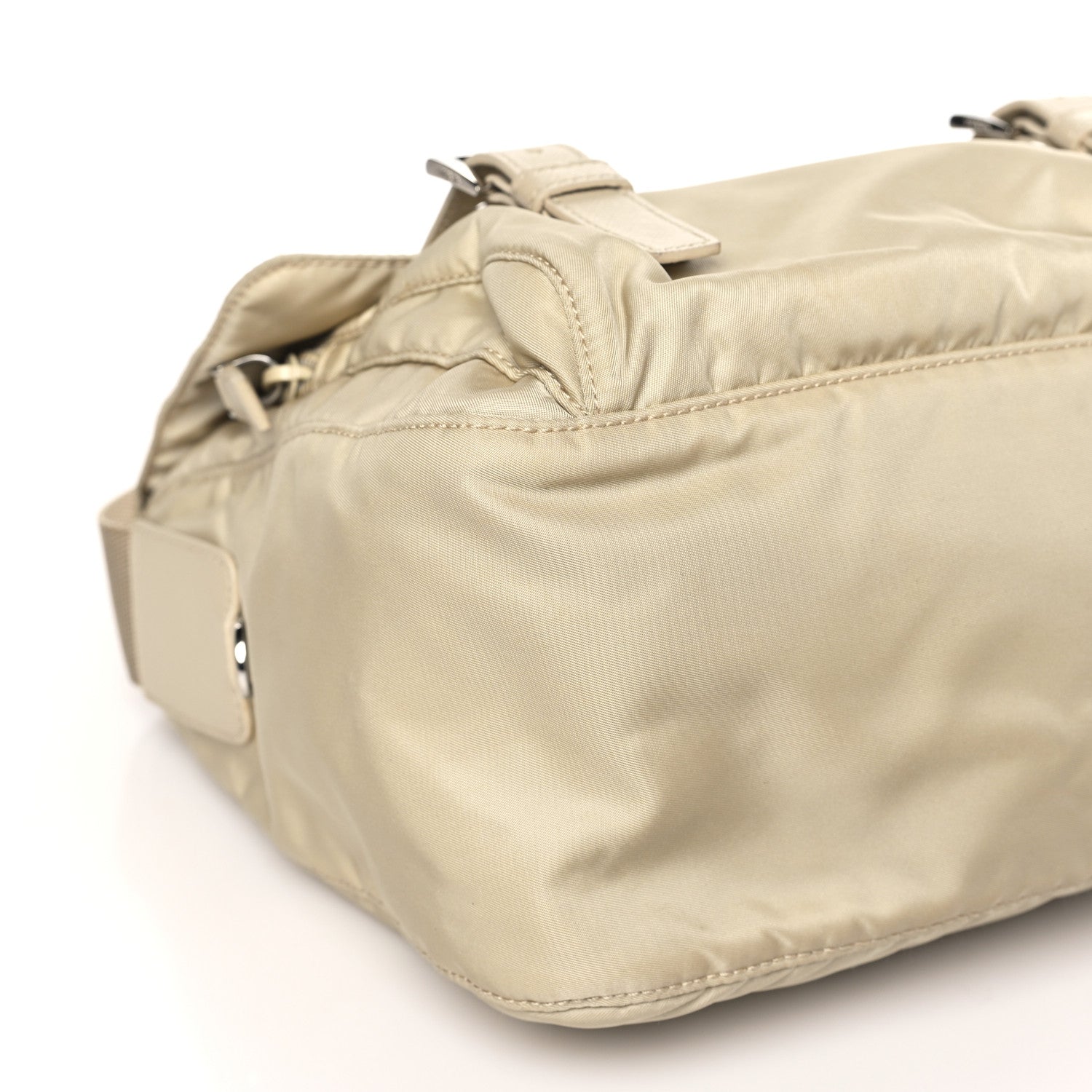 Prada Re-Nylon Vela Saffiano Pocket Double Buckle Messenger Shoulder Bag Deserto 9 of 11