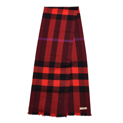 Burberry Wool Cashmere Giant Exploded Check Fringe Scarf Claret 3 of 5