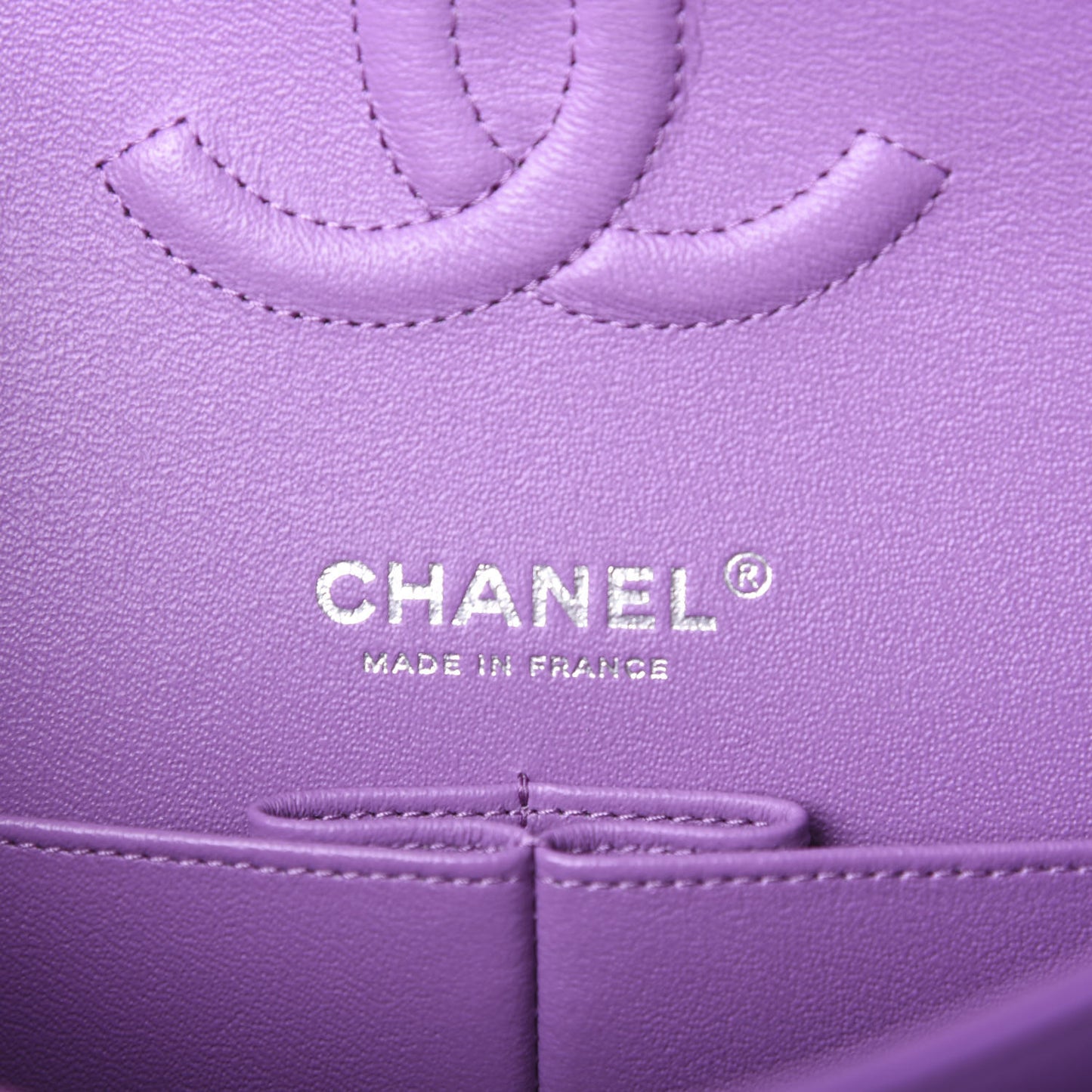 Lambskin Quilted Medium Double Flap Purple