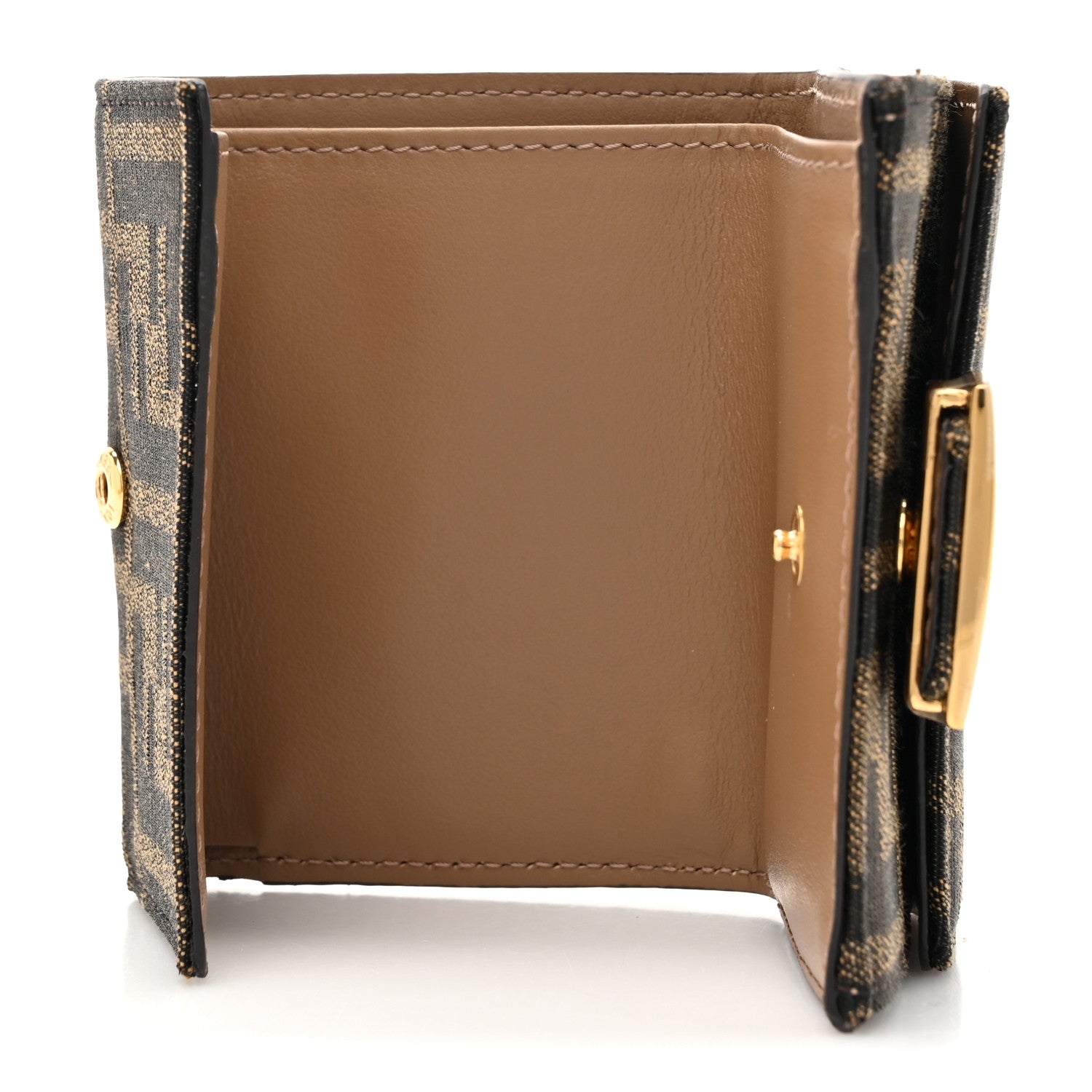 Fendi Fabric Jacquard FF 1974 Micro Trifold Baguette Wallet Tobacco Moro 5 of 10