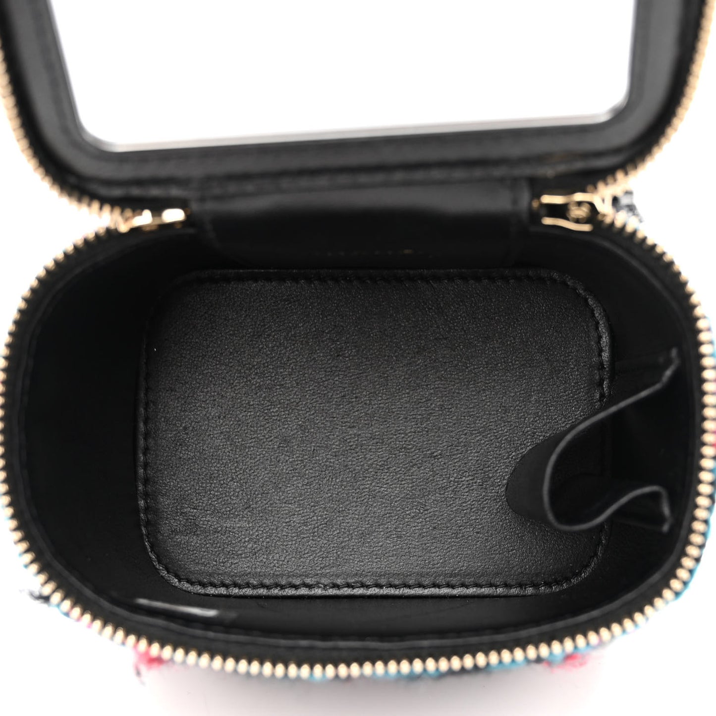 Tweed Quilted Mini Vanity Case With Chain Black