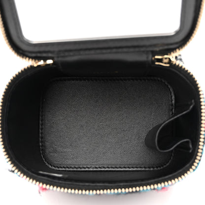 Chanel Tweed Quilted Mini Vanity Case With Chain Black 5 of 10