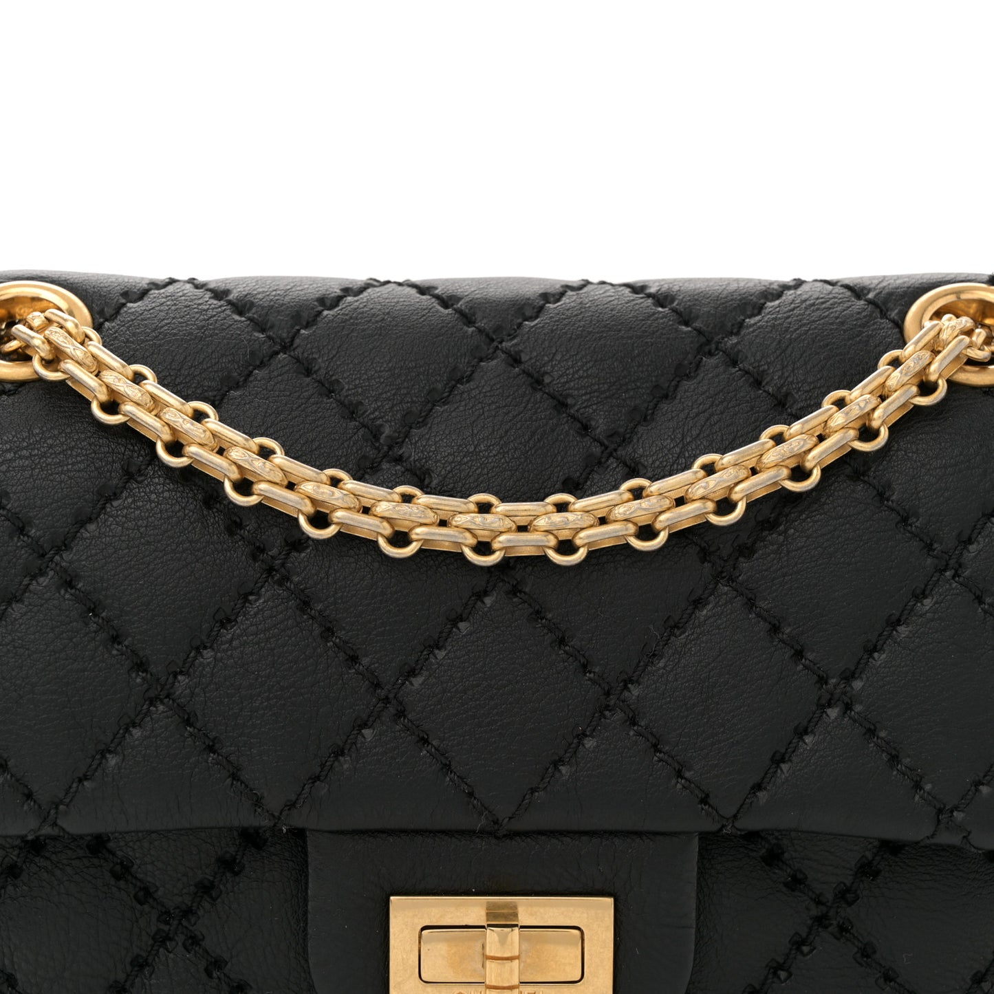 Calfskin Double Stitch 2.55 Reissue 224 Flap Black