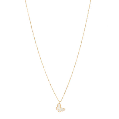 Van Cleef & Arpels 18K Yellow Gold Mother of Pearl Sweet Alhambra Butterfly Pendant Necklace 1 of 6