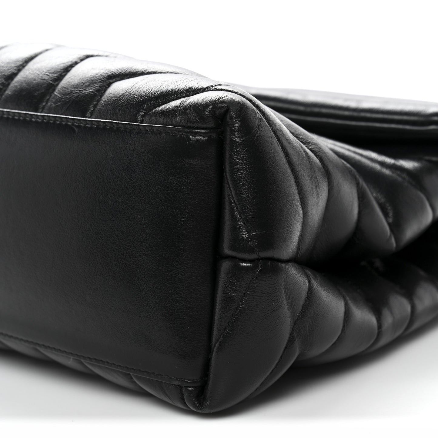 Calfskin Y Quilted Monogram Medium Loulou Chain Satchel Black
