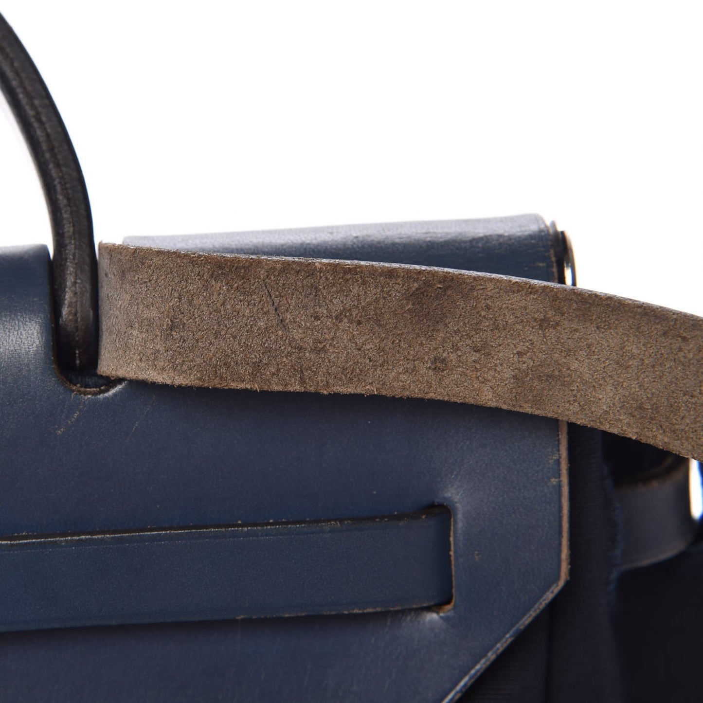 Toile Vache Calfskin Herbag PM 30 Navy Bleu Natural