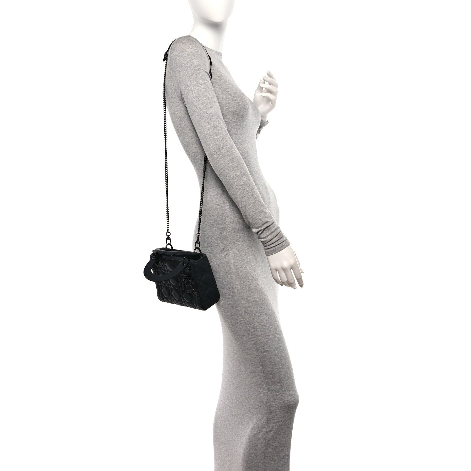 Christian Dior Ultra Matte Calfskin Cannage Mini Lady Dior Black 2 of 10