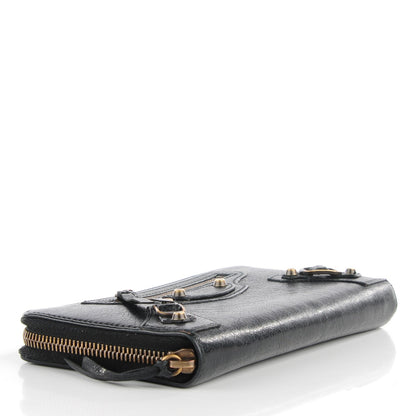 Balenciaga Agneau Classic Hardware Continental Zip Around Wallet Black 4 of 10
