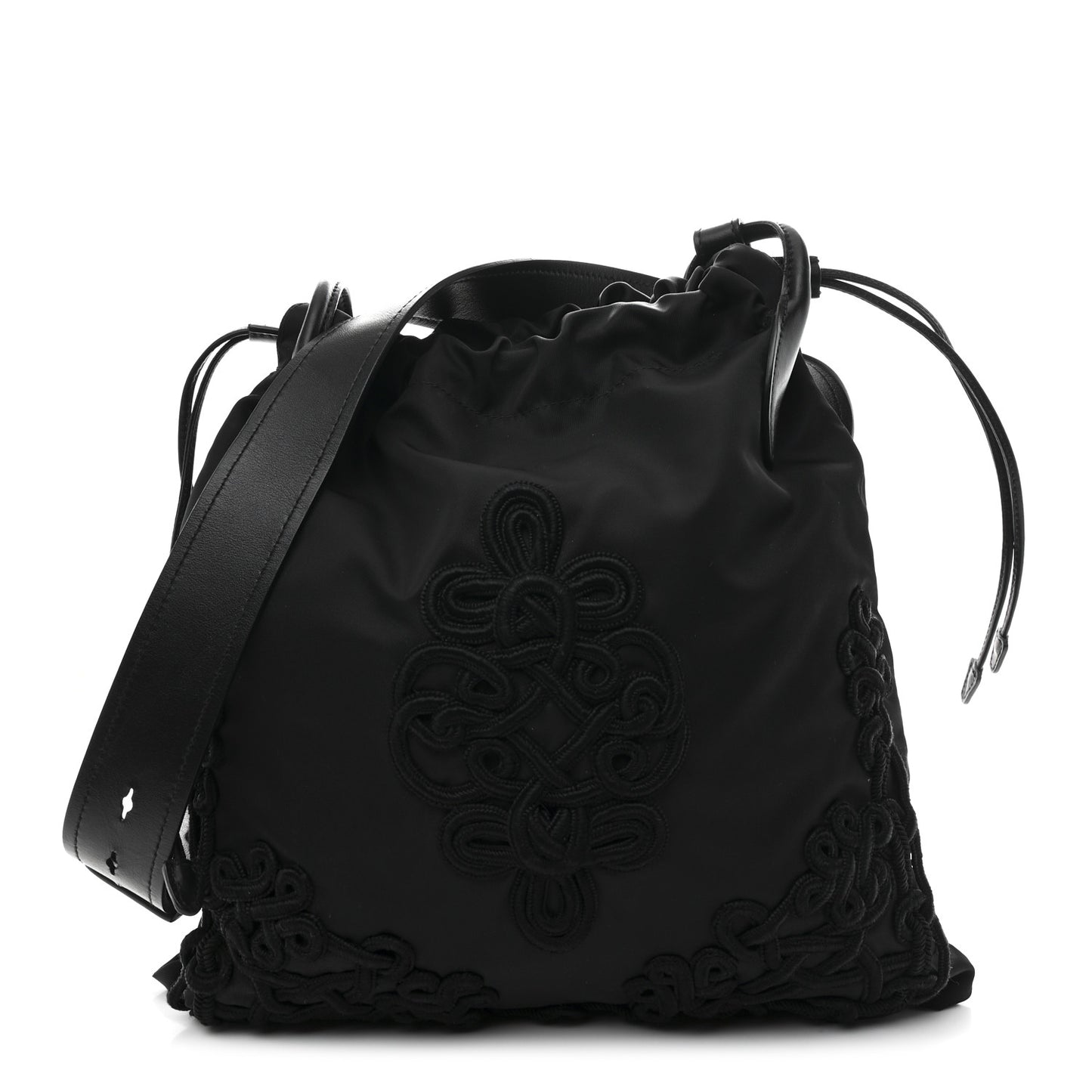 Tessuto Nylon Passama Embroidered Bag Black