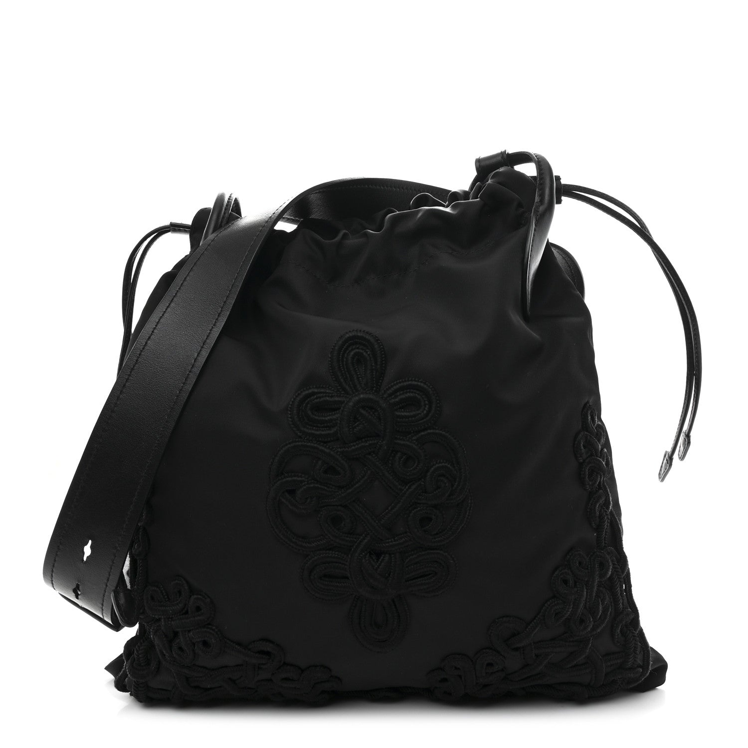 Prada Tessuto Nylon Passama Embroidered Bag Black 1 of 10