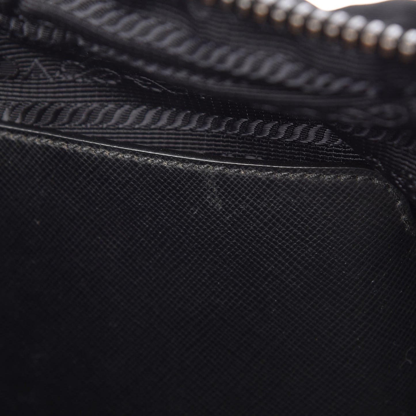 Tessuto Nylon Saffiano Metal Triangle Logo Work Bag Black