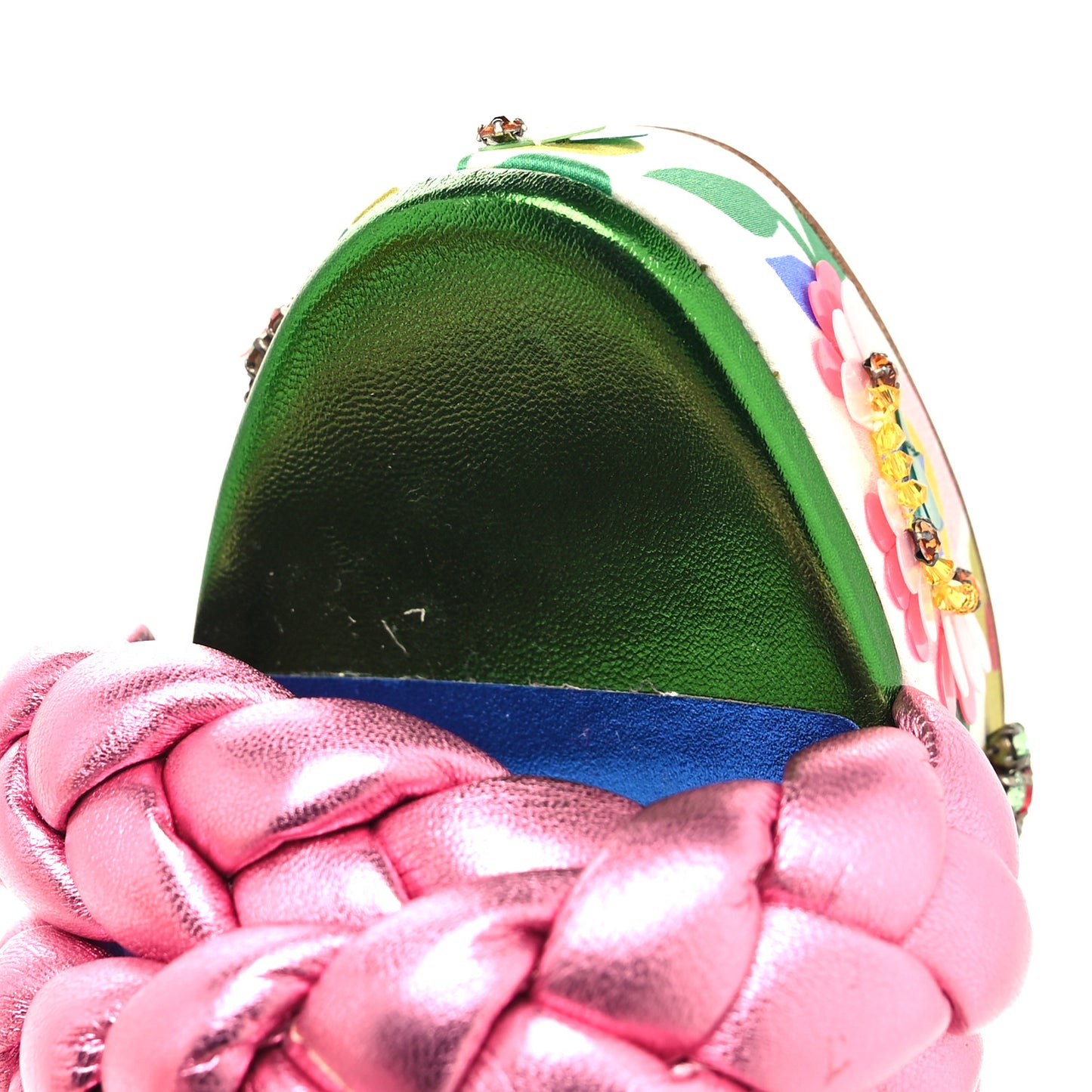 Metallic Nappa Crystal Floral Embellished Movida Brio Bloomy 130 Platform Pump 38.5 Multicolor