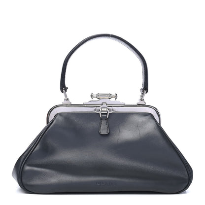 Prada Calfskin Top Handle Frame Bag Black 1 of 10