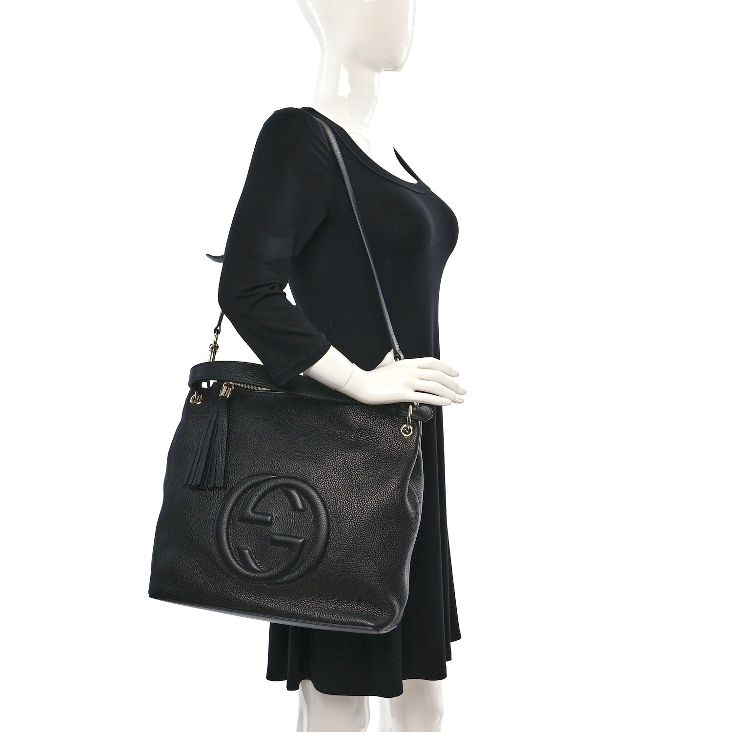 Gucci Pebbled Calfskin Large Soho Hobo Black 2 of 9