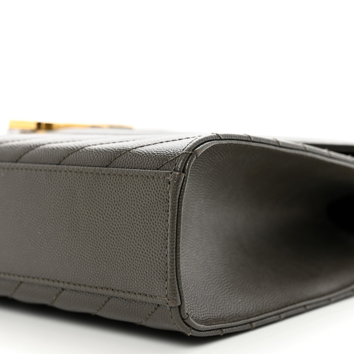Saint Laurent Grain De Poudre Matelasse Chevron Large Monogram Satchel Earth 10 of 10