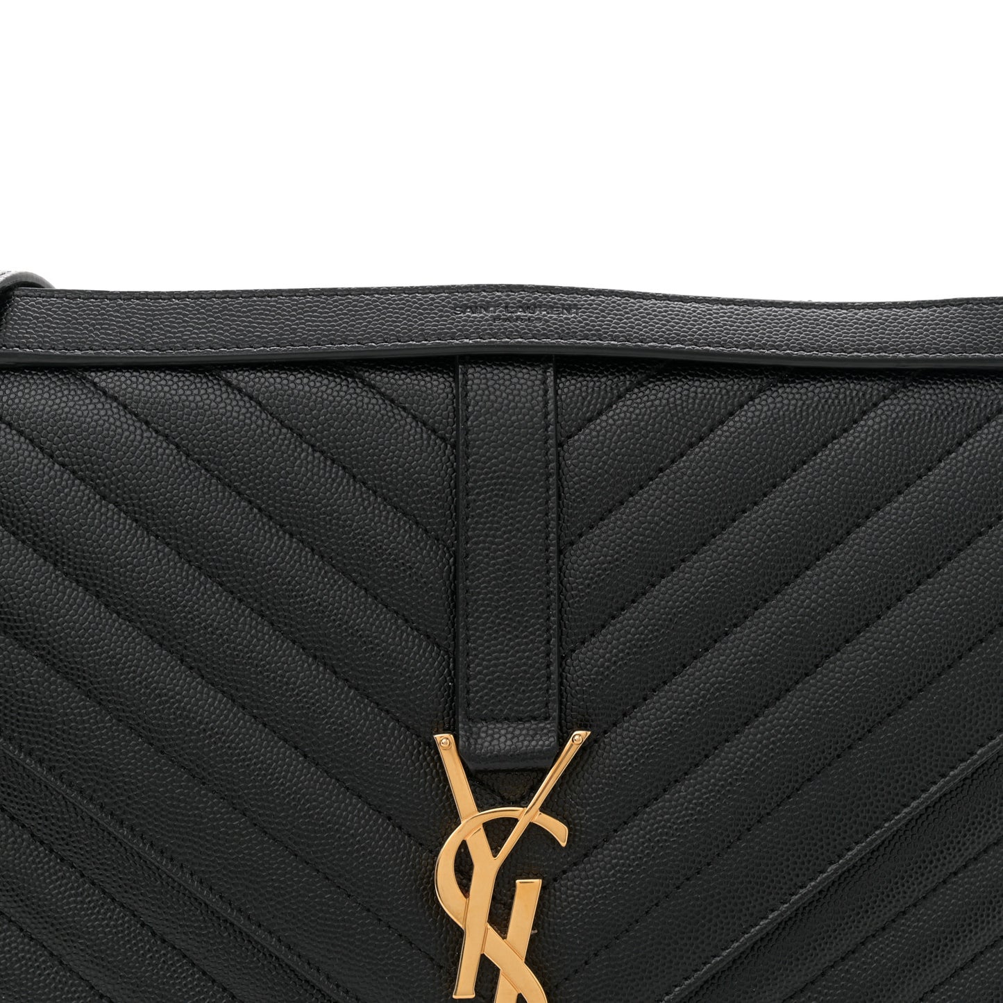 Grain De Poudre Matelasse Chevron Large Monogram Satchel Black