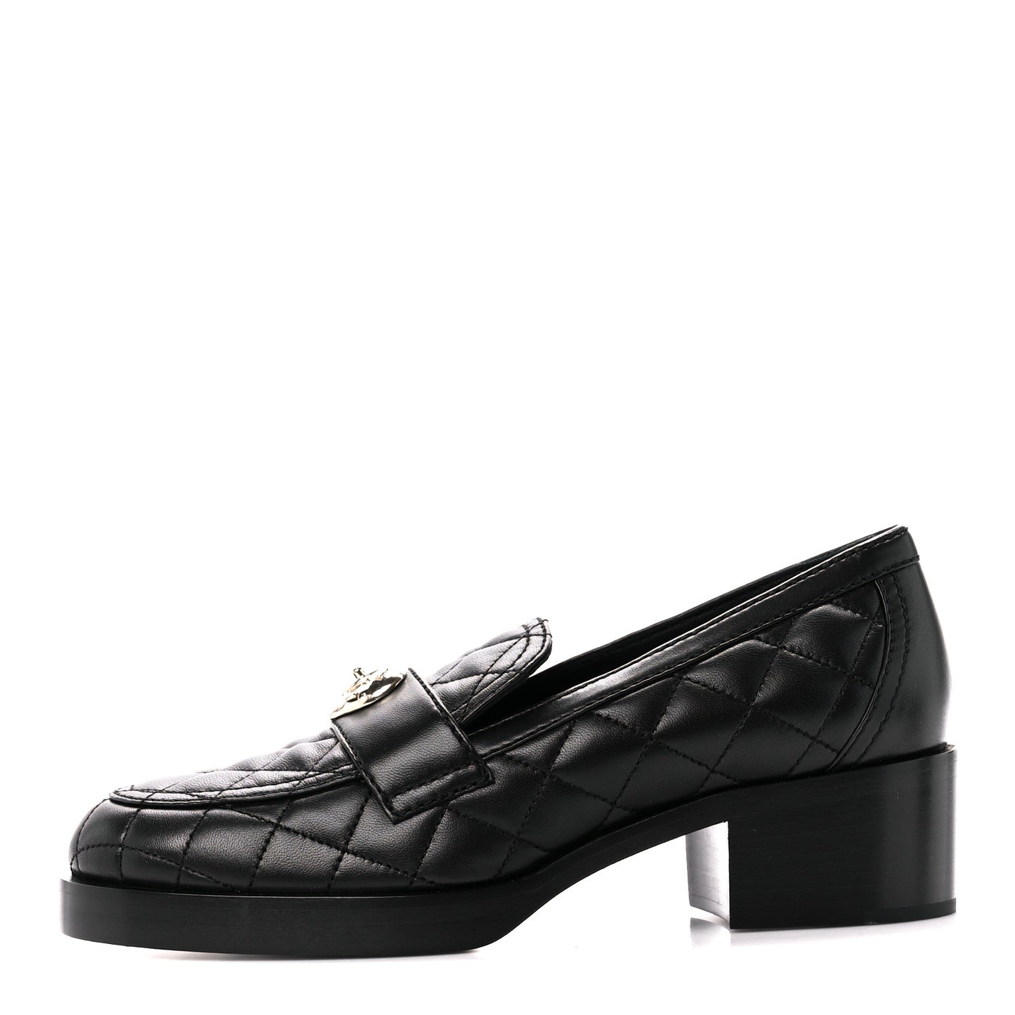 Lambskin Quilted CC Heart Loafers 37.5 Black
