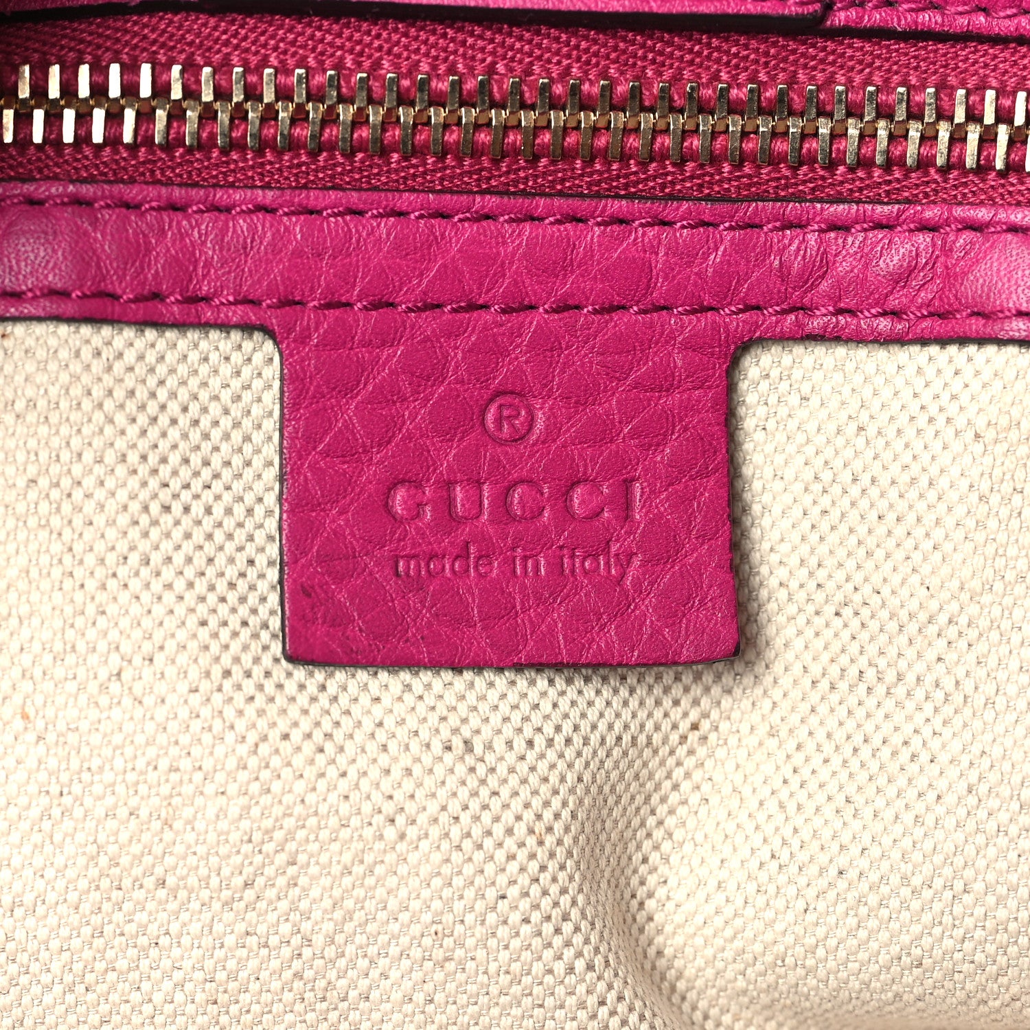 Gucci Pebbled Calfskin Large Bamboo Shopper Tote Bright Bougainvillea 6 of 10