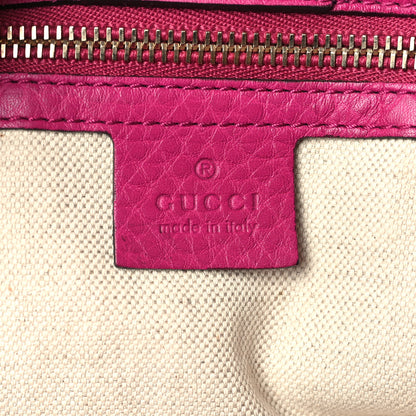 Gucci Pebbled Calfskin Large Bamboo Shopper Tote Bright Bougainvillea 6 of 10