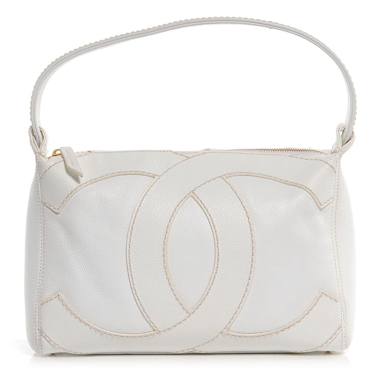 Chanel Caviar CC Stitched Hobo White 1 of 7